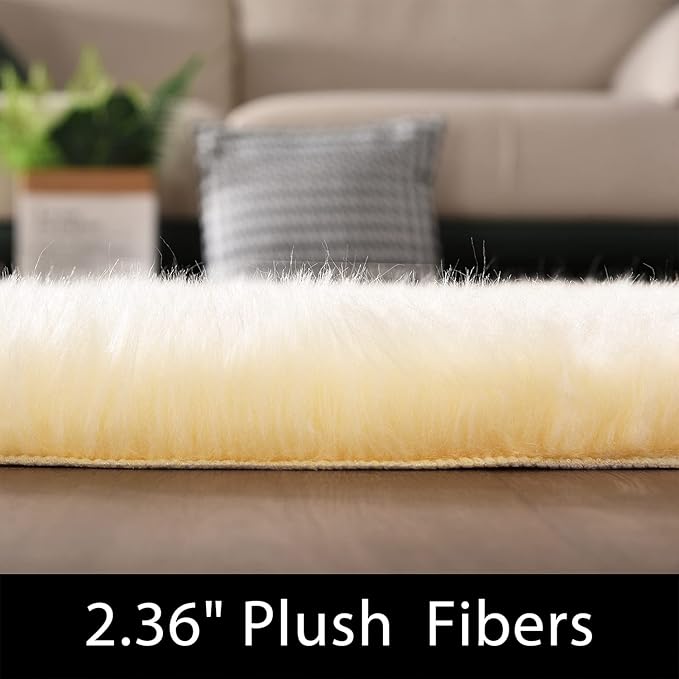 Latepis 8x10 Yellow Area Rug for Living Room Faux Sheepskin Fur Rugs for - Image 3