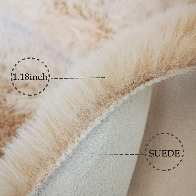 Ghouse Ultra Soft Faux Rabbit Fur Rug 2x3, Machine Washable Area Rugs - Image 3