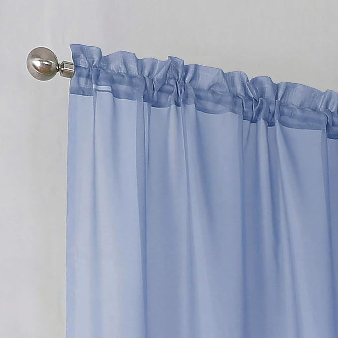Simplebrand Denim Sheer Curtains 72 Inches Long 2 Panels - Image 6