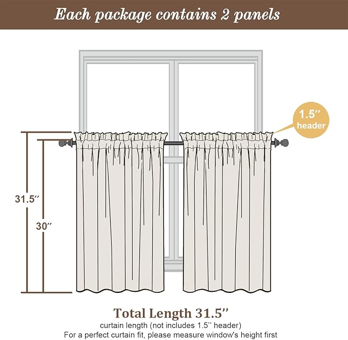 Chyhomenyc Sky Blue Sheer Curtains 30 inch Length 2 Panels, Light Filtering - Image 6