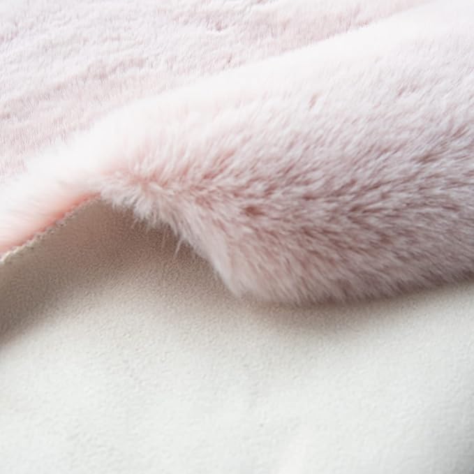 ORINOVA Pink Fluffy Round Rugs 6ft Large Circle Washable Faux Rabbit Shaggy Fur - Image 8