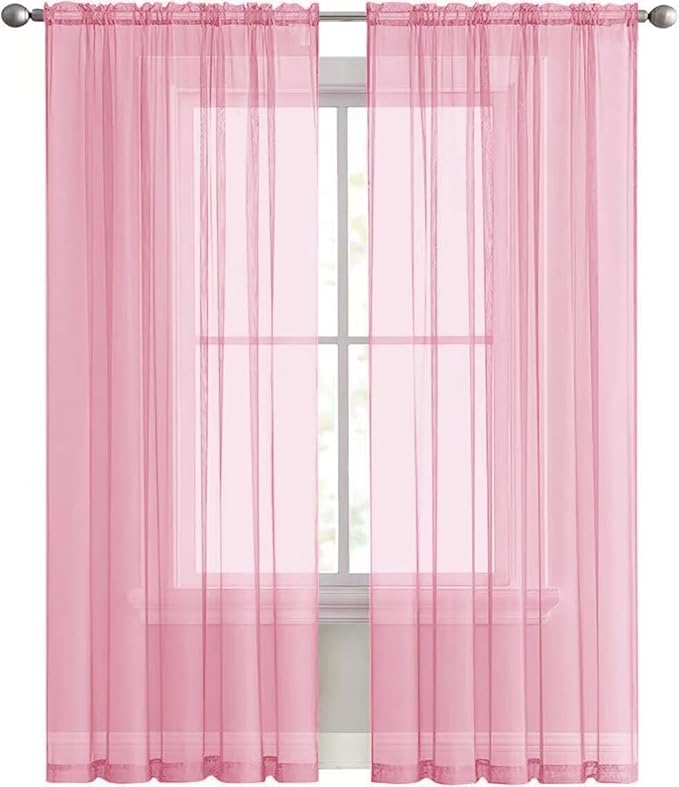 SpaceDresser Sheer Voile Window Treatment Rod Pocket Curtain Panels - Image 2