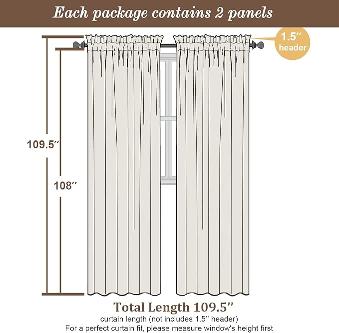Chyhomenyc Extra Long Blush Pink Sheer Curtains 108 Inches Long 2 Panels - Image 3
