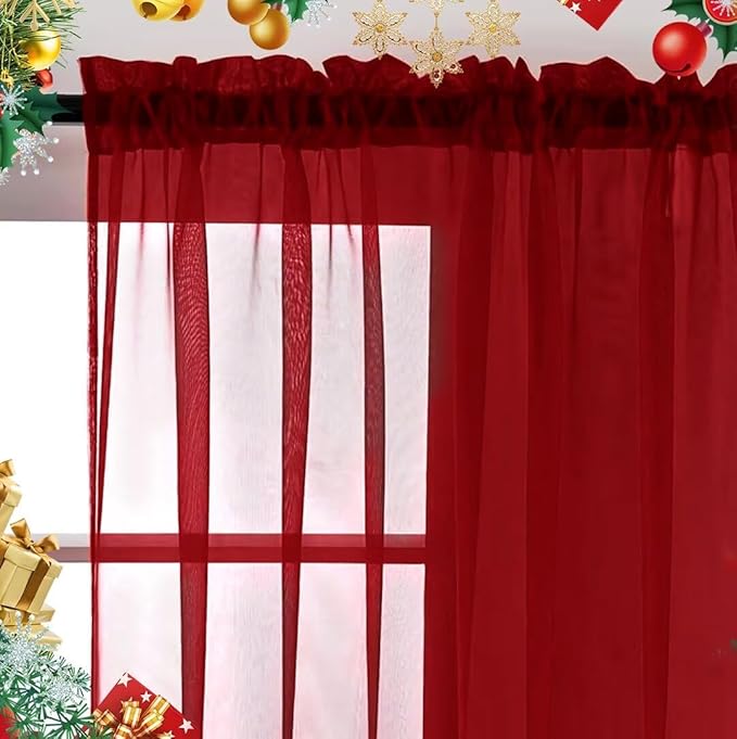 SpaceDresser Sheer Voile Window Treatment Rod Pocket Curtain Panels - Image 8