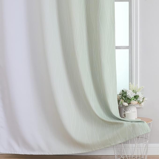 Estelar Textiler Sage and Greyish White Ombre Blackout Curtains 72 Inches Length - Image 6