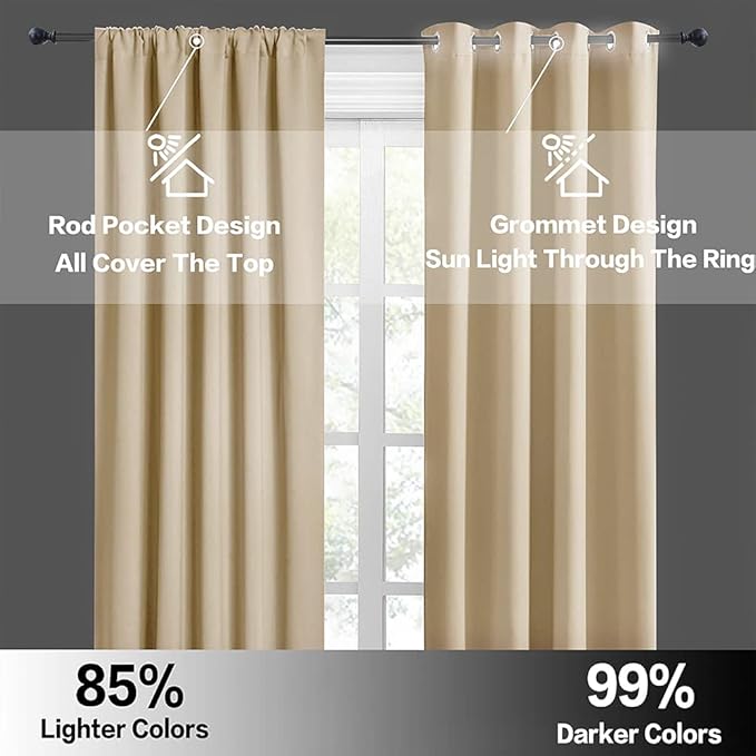 RYB HOME Short Curtains for Bedroom, Room Darkening Insulated Summer Heat Light - Image 4
