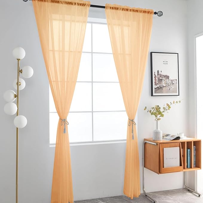 SpaceDresser Sheer Voile Window Treatment Rod Pocket Curtain Panels - Image 2