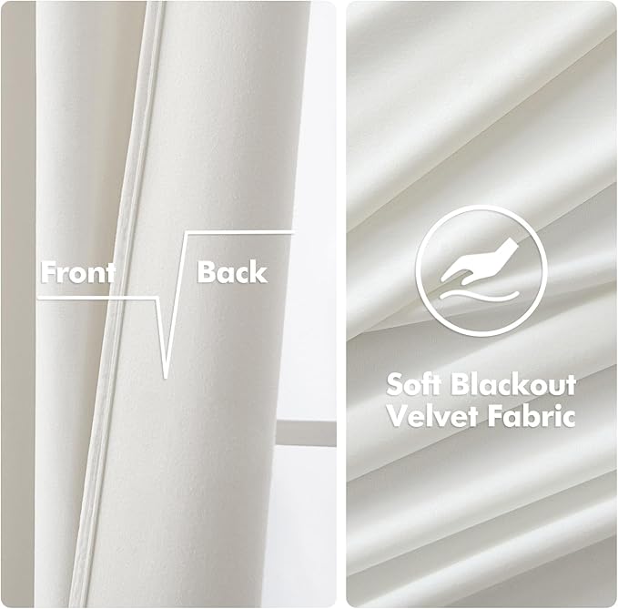 MIULEE 90 Inches Velvet Pure White Elegant Grommet Thermal Insulated Soundproof - Image 3