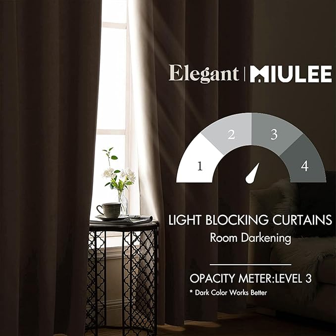 MIULEE Room Darkening Curtains Thermal Insulated Drapes Solid Window Treatment - Image 2