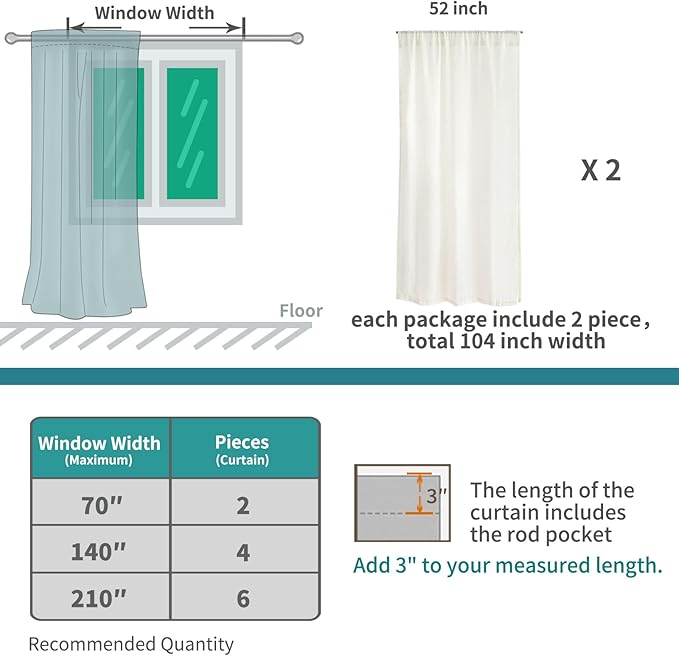 BGment 96 Inches Long Linen Curtains - Image 9