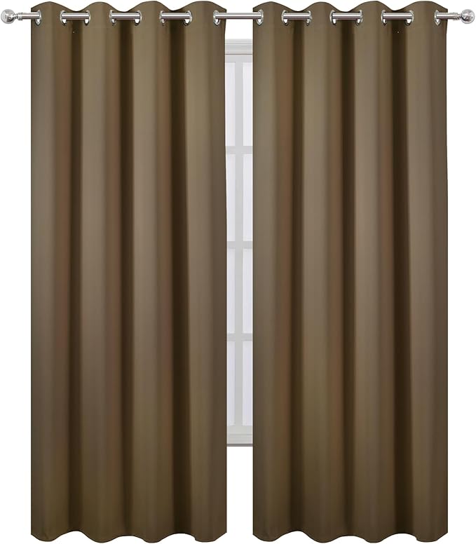 LEMOMO Brown Thermal Blackout Curtains/52 x 95 Inch/Set of 2 Panels Room - Image 2