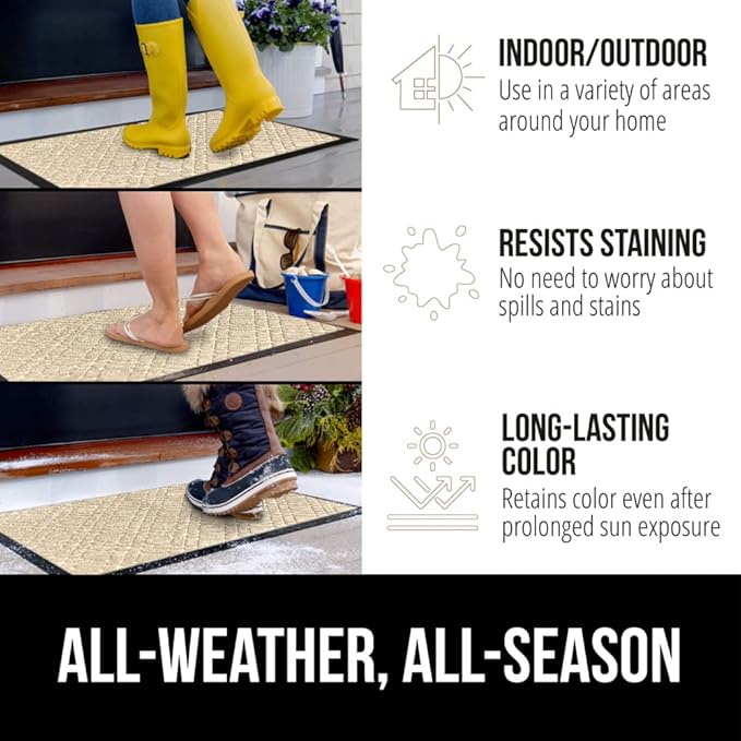 GORILLA GRIP 100% Waterproof All-Season WeatherMAX Doormat 35x23, US Designed - Image 3