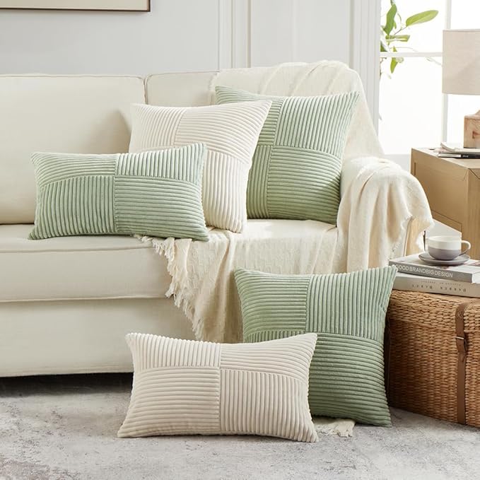Fancy Homi 2 Packs Sage Green Decorative Throw Pillow Covers 16x16 Inch - Image 6