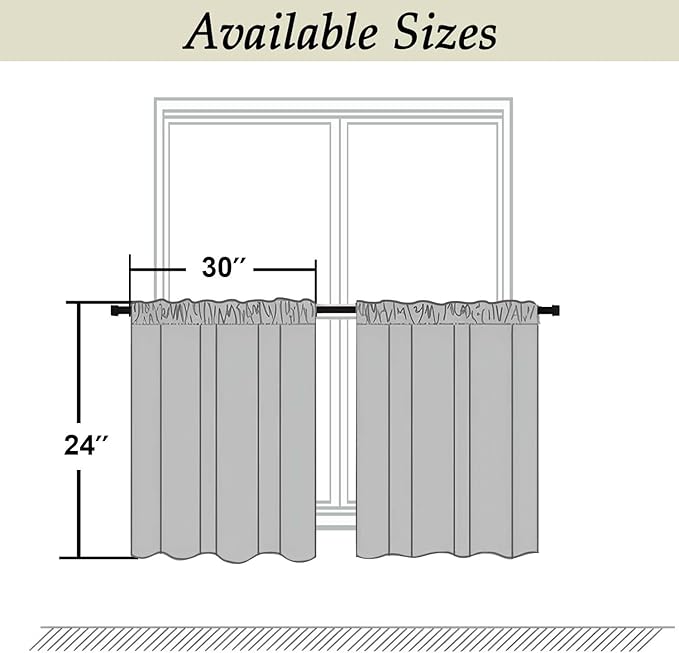 Simplebrand Ava Black Short 24 Inches Blackout Curtain 2 Panels Set, Half - Image 9