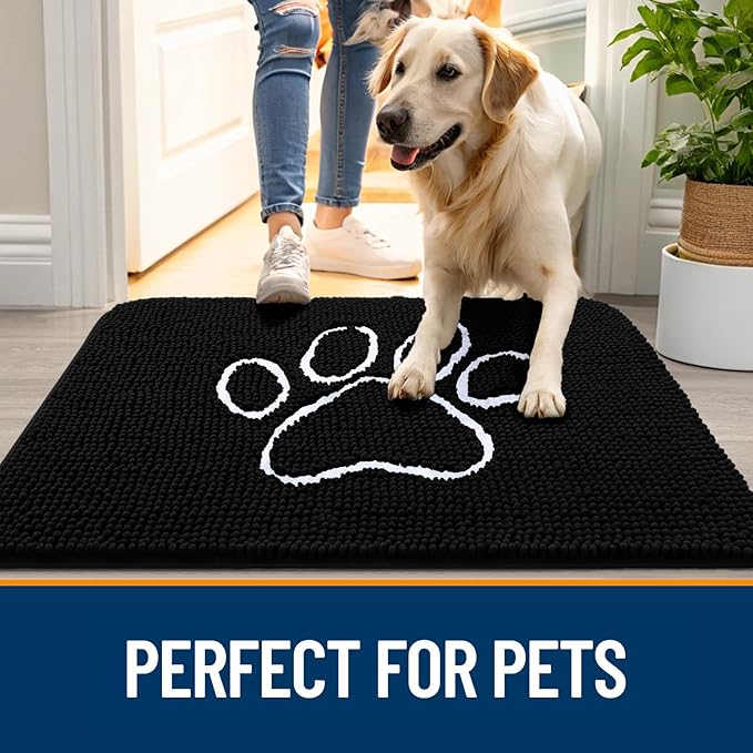 OLANLY Dog Door Mat for Muddy Paws 47x20, Paw Print Design, Absorbs Moisture - Image 6