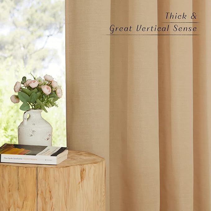 NICETOWN Rustic Linen 144 inch Long Curtains - Image 3