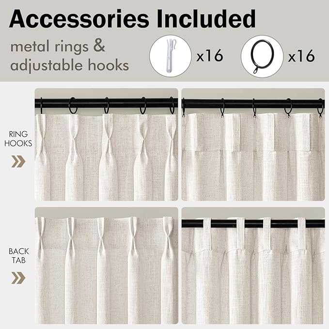 MIULEE Pinch Pleated Thick Linen Curtains 84 Inches Long 2 Panels - Image 8