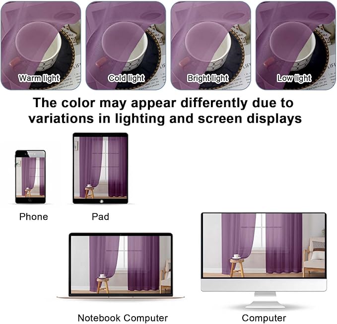 OWENIE Plum Sheer Curtains, Sheer Curtains 84 Inches Long 2 Panels Set - Image 5