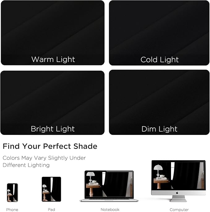 CUCRAF Black Blackout Curtains 54 inch Length 2 Panels Set, Rod Pocket Room - Image 4