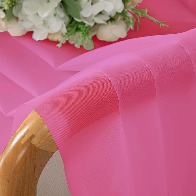 OWENIE Hot Pink Sheer Curtains for Bedroom Living Room 54 Inch Length 2 Panels - Image 6