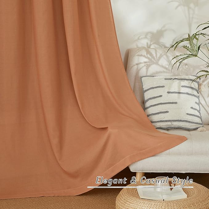 NICETOWN Burnt Orange Linen Kitchen Window Curtains Over Sink, Grommet Thick - Image 5