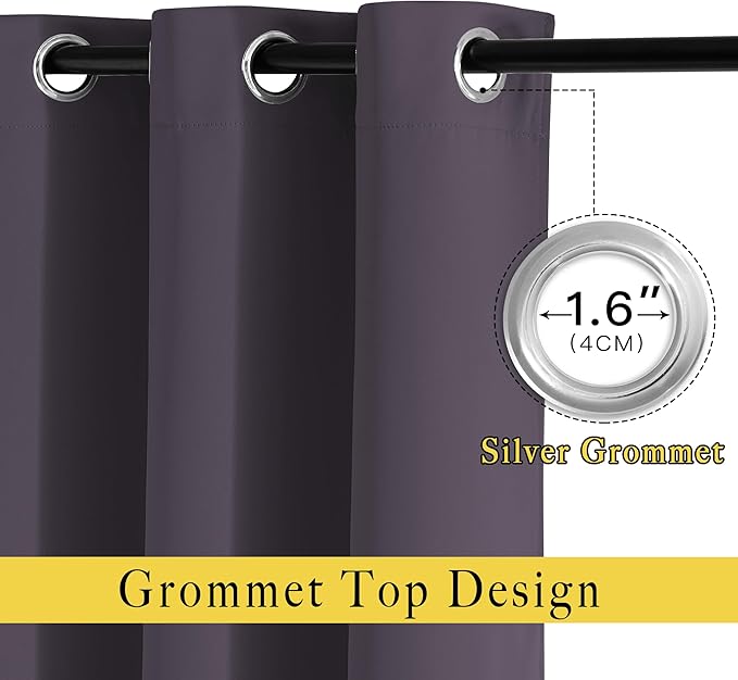 NICETOWN Blackout Curtains for Bedroom, Grommet Solid Thermal Drapes Light - Image 2