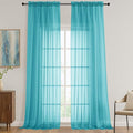 OVZME Turquoise Sheer Curtains 120 Inches Long 2 Panels Set, 59 Inch Extra Wide by OVZME