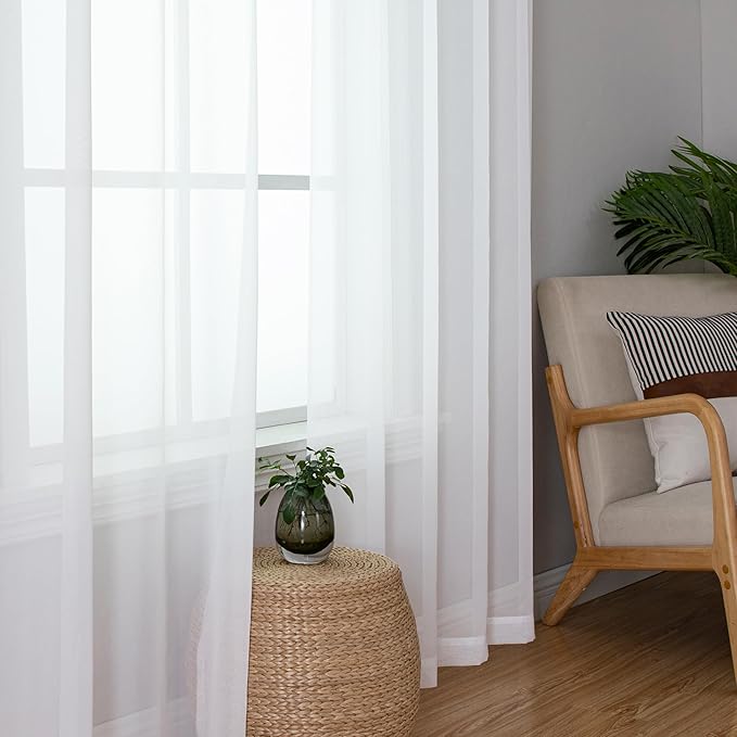 Aiyufeng 108 Inch White Sheer Window Curtains - Image 6