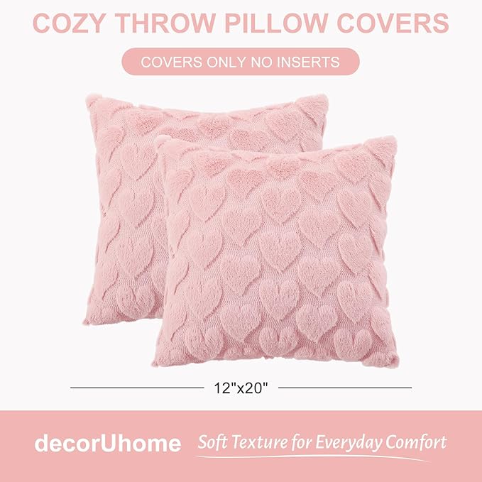 decorUhome Valentine’s Day Soft Plush Throw Pillow Covers 20x20 Inch Set of 2 - Image 6
