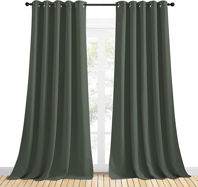 NICETOWN Room Darkening Draperies Window Curtain Panels, Dark Mallard, 2 Panels - Image 2