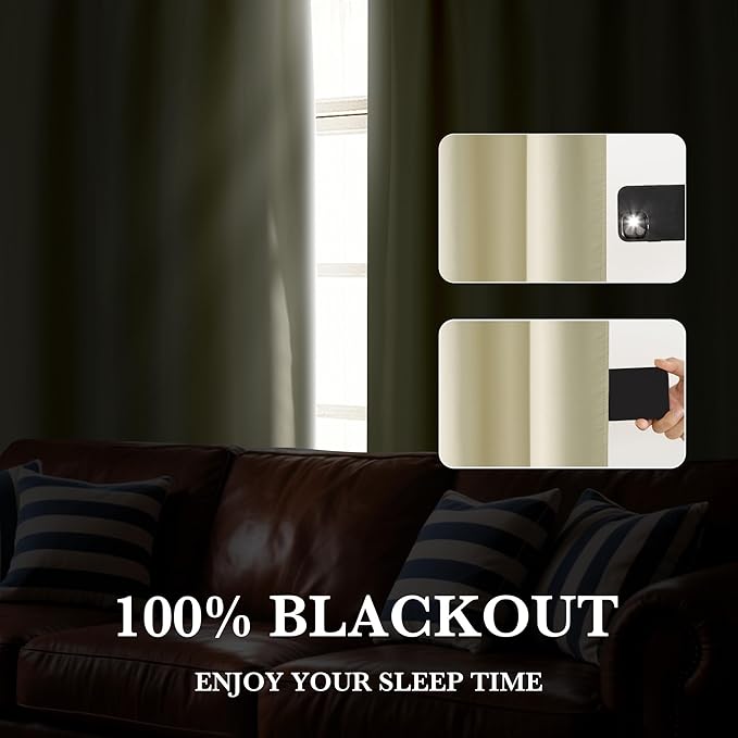 RYB HOME 100% Blackout Basement Curtains 24 inches Long, Heat & UV Blocking - Image 5