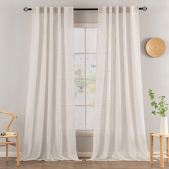 MIULEE White Linen Curtains 120 Inches Long - Image 2