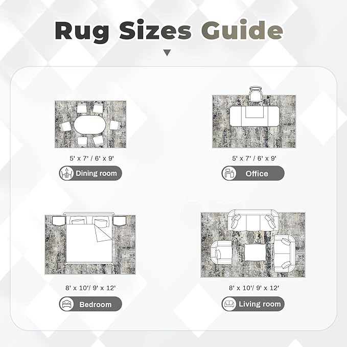 Area Rugs 5x7 for Living Room: Washable Rug Modern Abstract Neutral Soft - Image 8