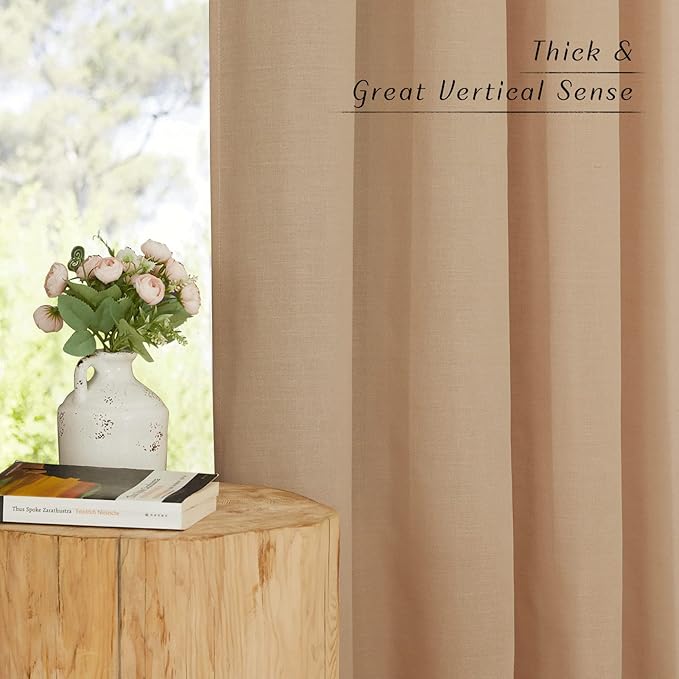 NICETOWN Flax Thick Linen Camel Curtains - Image 3