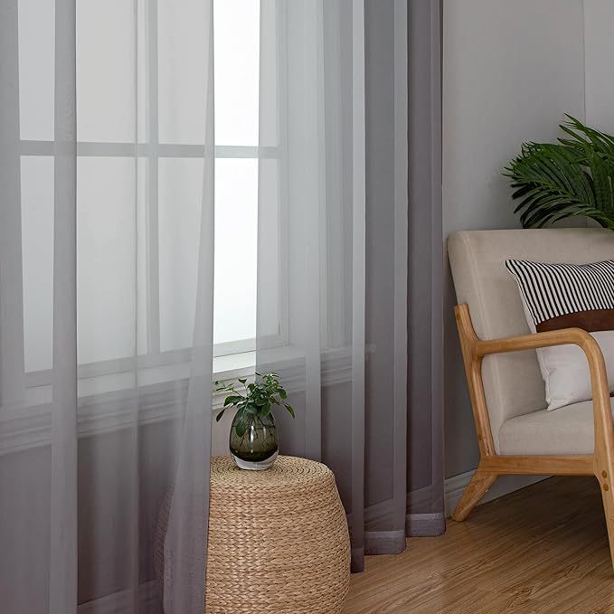 Aiyufeng Elegant Voile 120" Sheer Window Curtains - Image 2