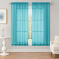 OWENIE Sheer Turquoise Curtains, Sheer Curtains 63 inch Length 2 Panels Set by OWENIE