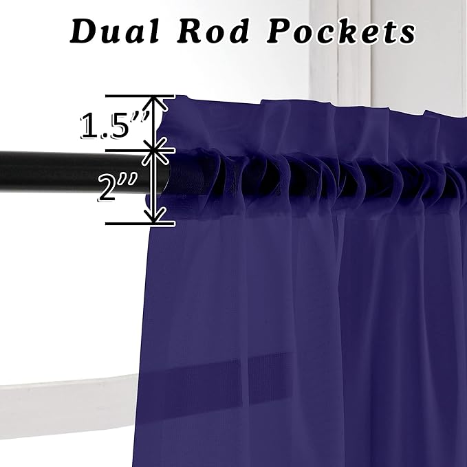 OVZME Purple Sheer Curtains 45 Inches Long 2 Panels, Light Filtering Sheer - Image 3