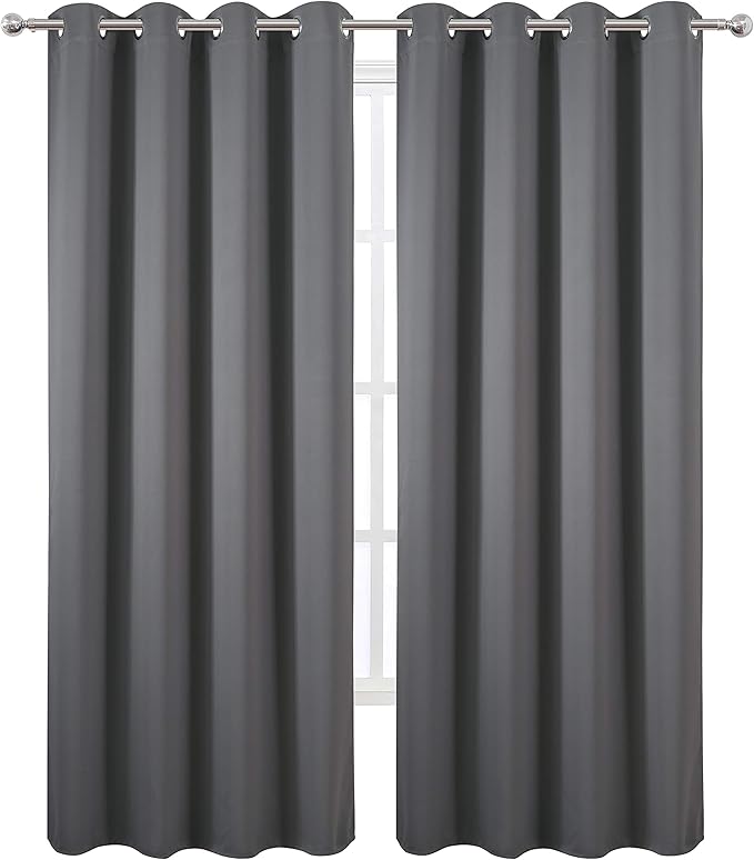 LEMOMO Grey Blackout Curtains/52 x 95 Inch/Set of 2 Panels Thermal Insulated - Image 2