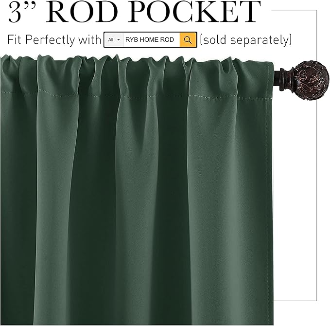 RYB HOME Short Blackout Curtains - Image 2