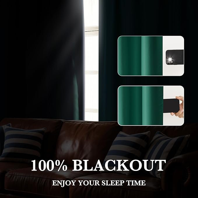 RYB HOME Bedroom Blackout Curtains 54 inches Long, 100% Blackout Thermal - Image 4