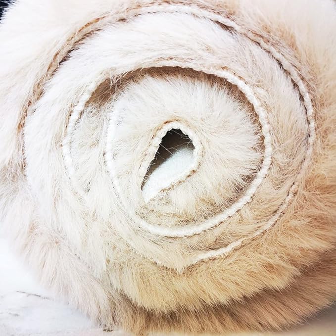 Ghouse Faux Rabbit Fur Round Rug 6ft Light Brown Beige Round Rugs - Image 5