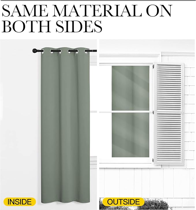 NICETOWN Greyish Green Room Darkening Curtains - Image 6