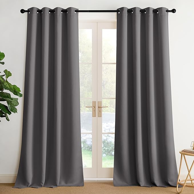 NICETOWN Room Darkening Draperies Curtains Panels, 2 Panels Grey W52 x L90 by NICETOWN