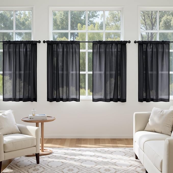 MIULEE Black Curtains 24 Inch Length - Image 2