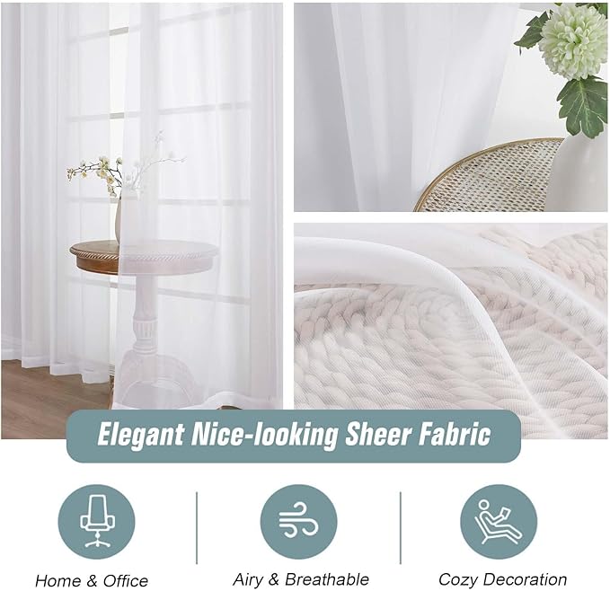 Extra Wide White Sheer Curtains - Image 4