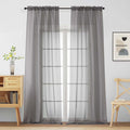 Grey Sheer Curtains for Window 96 Inches Long 2 Panels, Light Filtering Voile by Home