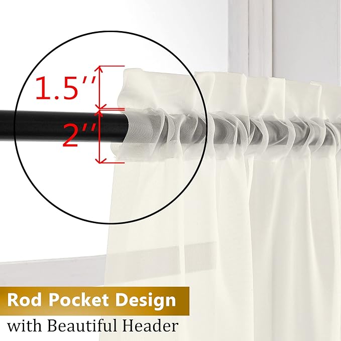 Aiyufeng Sheer Ivory Curtains 120 inches 2 Panels Set Extra Long Sheers - Image 6