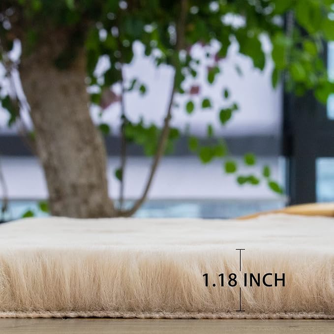 ORINOVA 5x8 Area Rug Light Brown Beige Plush Shaggy Rugs - Image 7