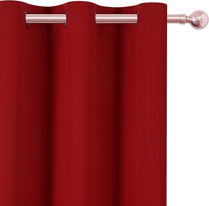 LEMOMO Red Blackout Curtains/52 x 45 Inch Length Kids Curtains/Set of 2 Panels - Image 5