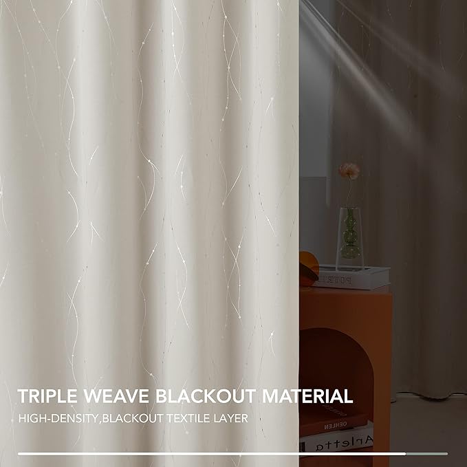 Deconovo Beige Curtains for Living Room, Room Darkening Soundproof Drapes - Image 5